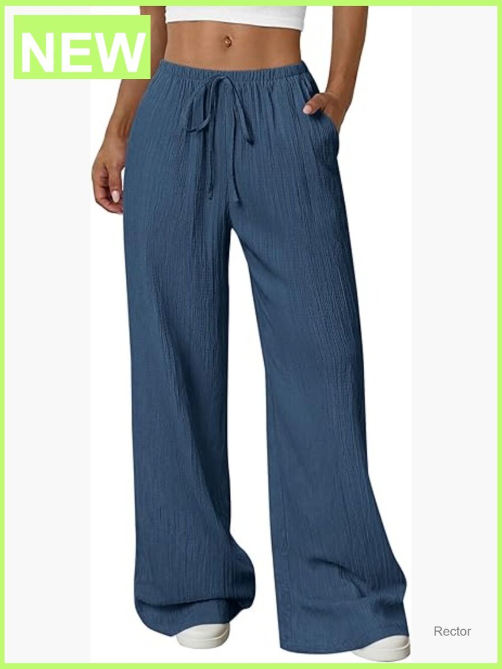 Womens Palazzo Pants High Waisted Wide Leg Drawstring Flowy Beach Trousers with